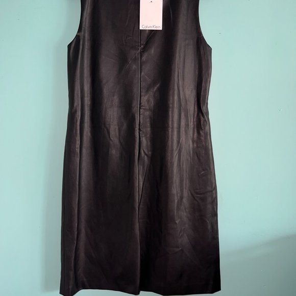 Calvin Klein Faux Leather Mini Sleeveless Dress Size 8 - Picture 4 of 9